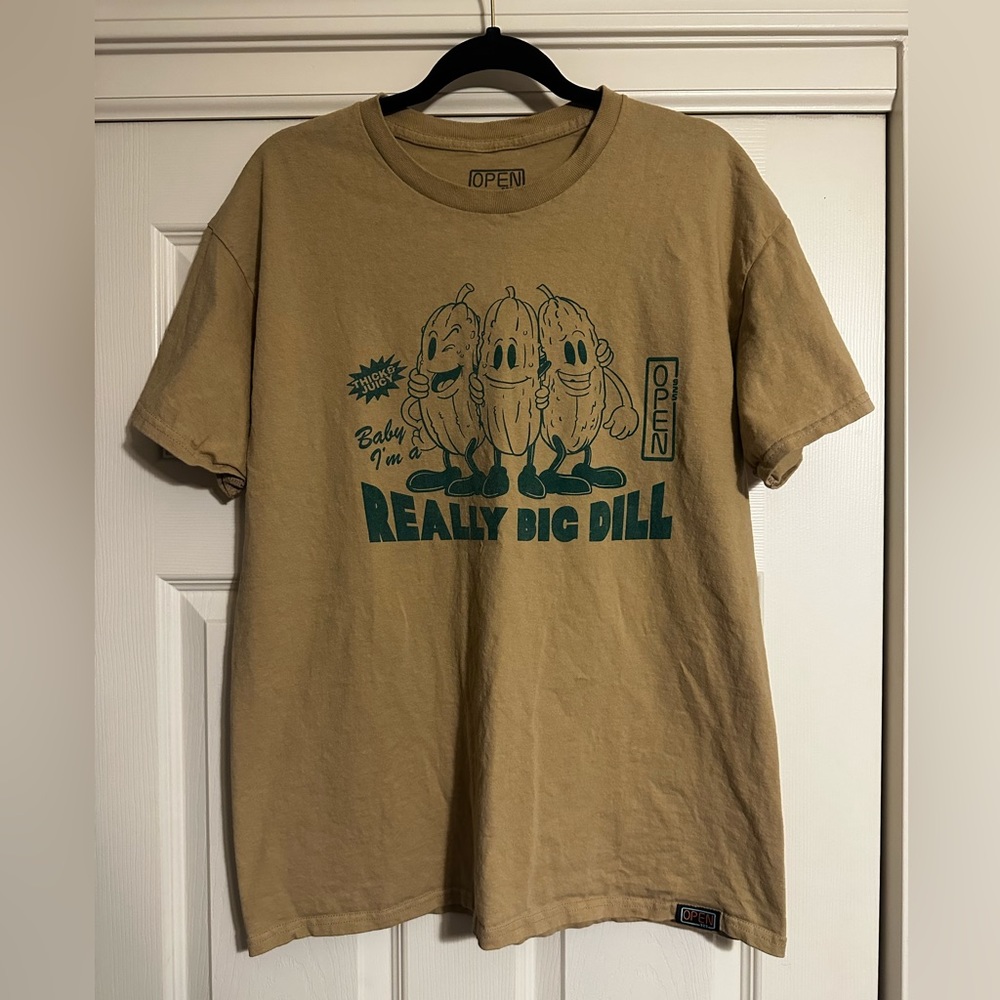 OPEN 925 Really Big Dill Beige Shirt- Size L